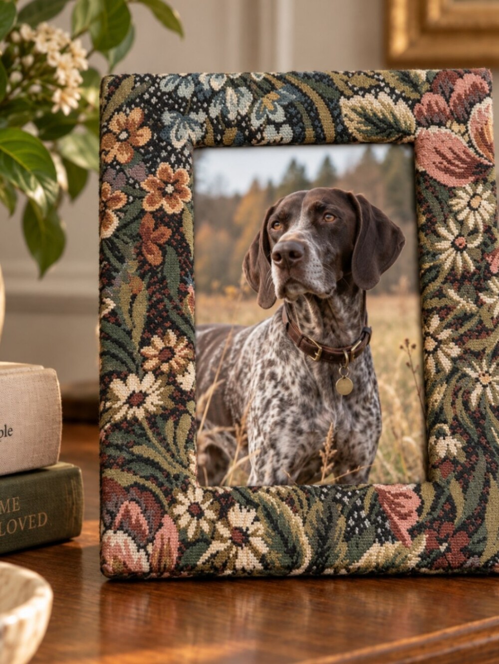 Vintage Floral Tapestry Picture Frame